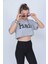 Kadın Gri Paris Baskılı Crop T-Shirt 5