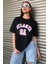 Kadın Atlanta Pembe Yazı Baskılı Oversize T-Shirt 3