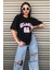 Kadın Atlanta Pembe Yazı Baskılı Oversize T-Shirt 5