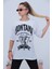 Kadın Beyaz Montana Baskılı Oversize T-Shirt 1