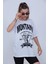 Kadın Beyaz Montana Baskılı Oversize T-Shirt 5