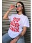 Love You Ever Baskılı Beyaz Logo Oversize T-Shirt 4