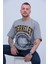 Erkek Gri Berkeley Logo Baskılı Oversize T-Shirt 2