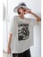 Kadın Beyaz Cosiness Baskılı Oversize T-Shirt 5