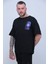 Unisex Siyah Astranot Baskı Oversize Tshirt 3