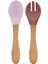 Silikon Mama Kaşığı ve Çatal - Pinky Pink / Velvet Rose 1
