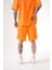Oversize Kargo Cepli Basic Şort Turuncu 3