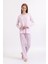 Kadın Dört Mevsim Dantel Desenli Melisa Kumaş Yüksek Kalite Yuvarlak Yaka Pijama Takımı 1361 2