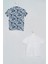 2'li Asimetrik Baskılı Gömlek Tshirt Saks Takım S27714 2