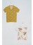 2'li Yelken Baskılı Gömlek Tshirt Hardal Takım S27717 1