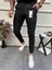 Erkek Siyah Slim Fit Çizgili Kumaş Pantolon 1