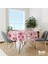 Pembe Çiçek Desenli Yuvarlak Süet Dertsiz Masa Örtüsü 1