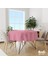 Pembe Pastel Çizgi Desenli Yuvarlak Süet Dertsiz Masa Örtüsü 1