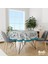 Mavi Çiçek Desenli Yuvarlak Süet Dertsiz Masa Örtüsü 1