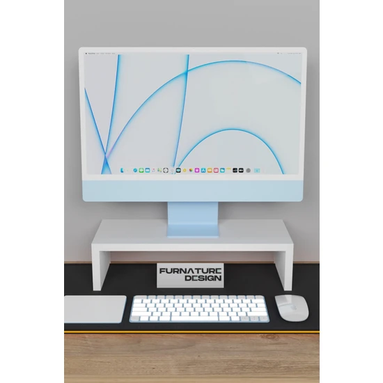 Furnature Design Monitör Yükseltici Bilgisayar Ekran Yükseltici Beyaz