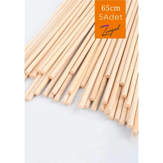 Zingal Design Zingaldesign Yuvarlak Ahşap Çubuk Çubuk Sopa 20MMX65CM 5 Adet