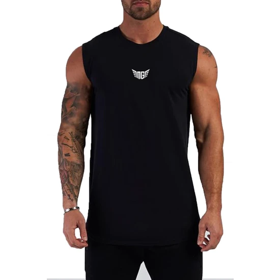 Ghassy Co. Erkek Nem Emici Hızlı Kuruma Atletik Teknik Performans Sporcu Sıfır Kol T-Shirt