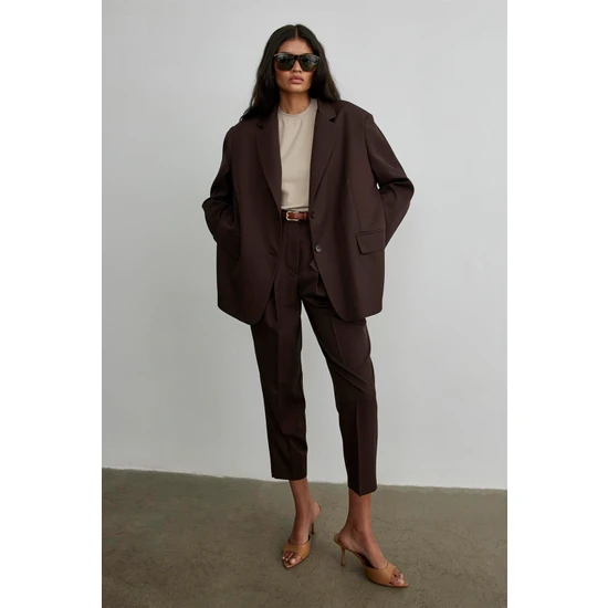 Suud Collection Acı Kahve Maskülen Blazer Ceket