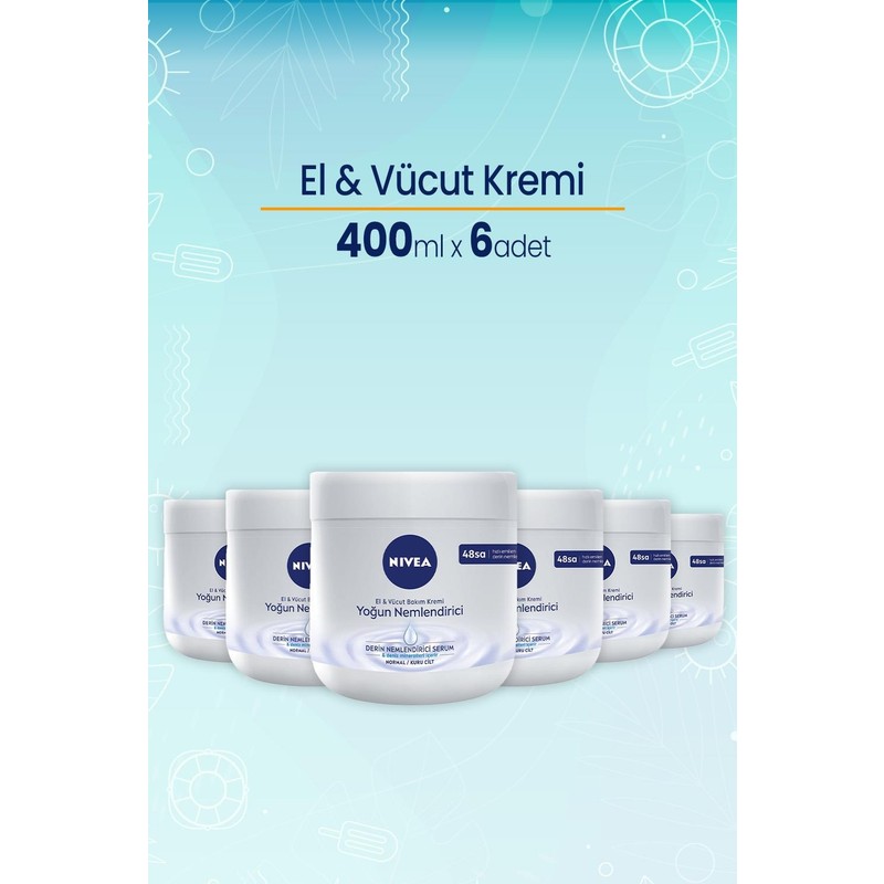 Nivea El ve Vücut Yoğun Nemlendirici Bakım Kremi 400 ml x 6 Adet