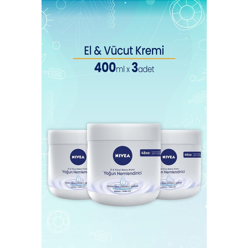 Nivea El ve Vücut Yoğun Nemlendirici Bakım Kremi 400 ml x 3 Adet