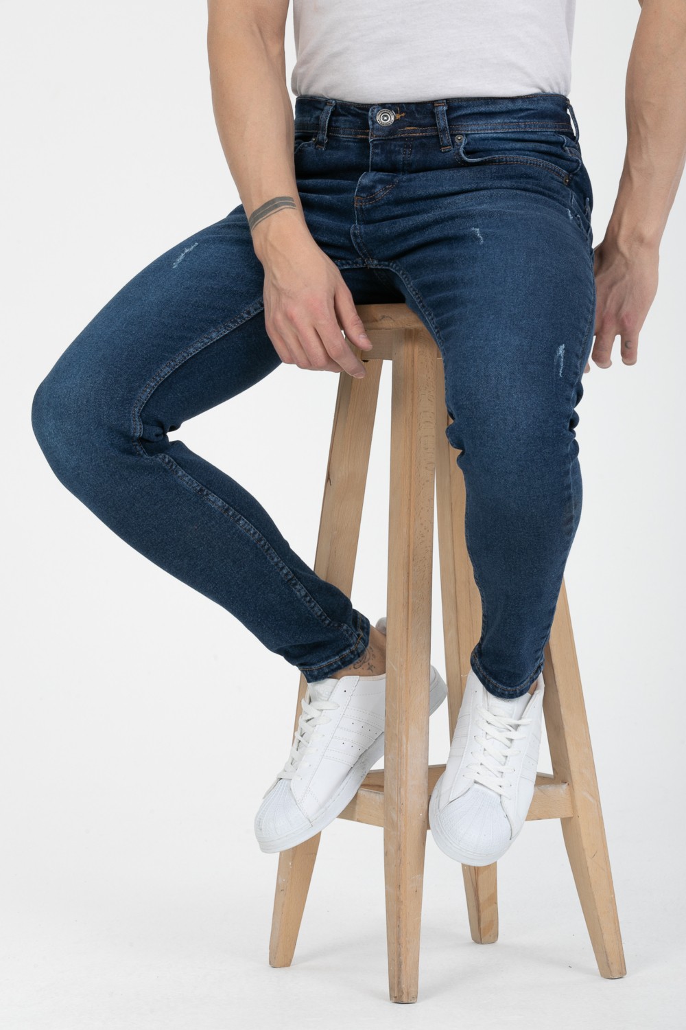 OneZero Erkek Yeşil Destroy Skinny Fit Jeans görsel 4