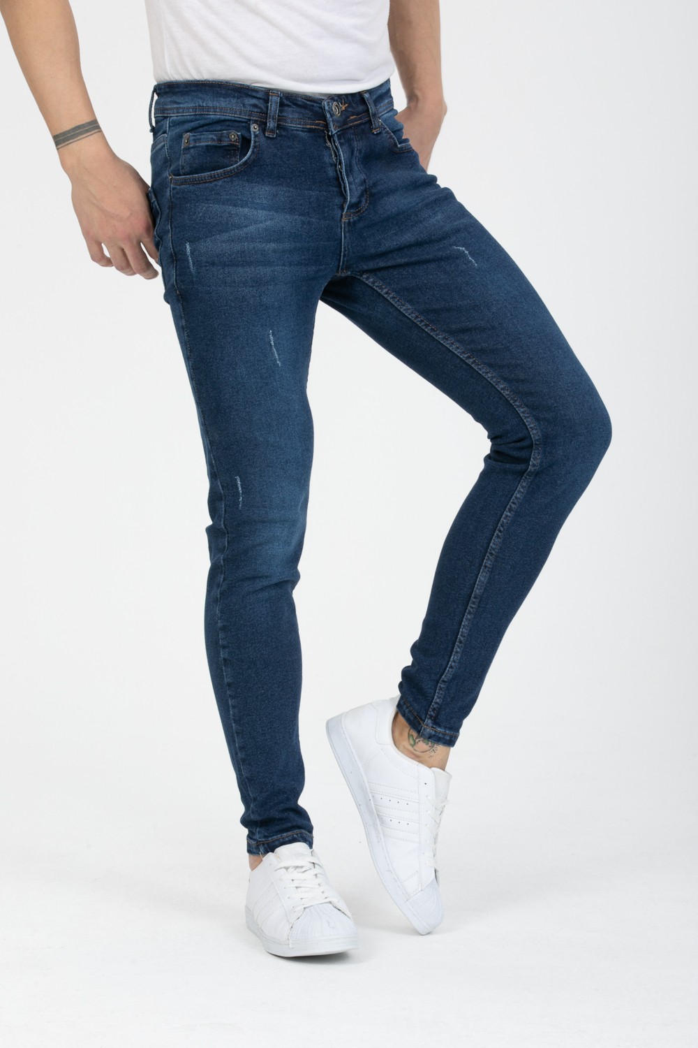 OneZero Erkek Yeşil Destroy Skinny Fit Jeans görsel 5