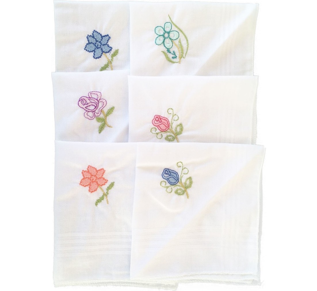 Hepsine Rakip Hediyelik Işlemeli Bayan Mendili 12 Adet 28X28 cm 100 Pamuk görsel 2