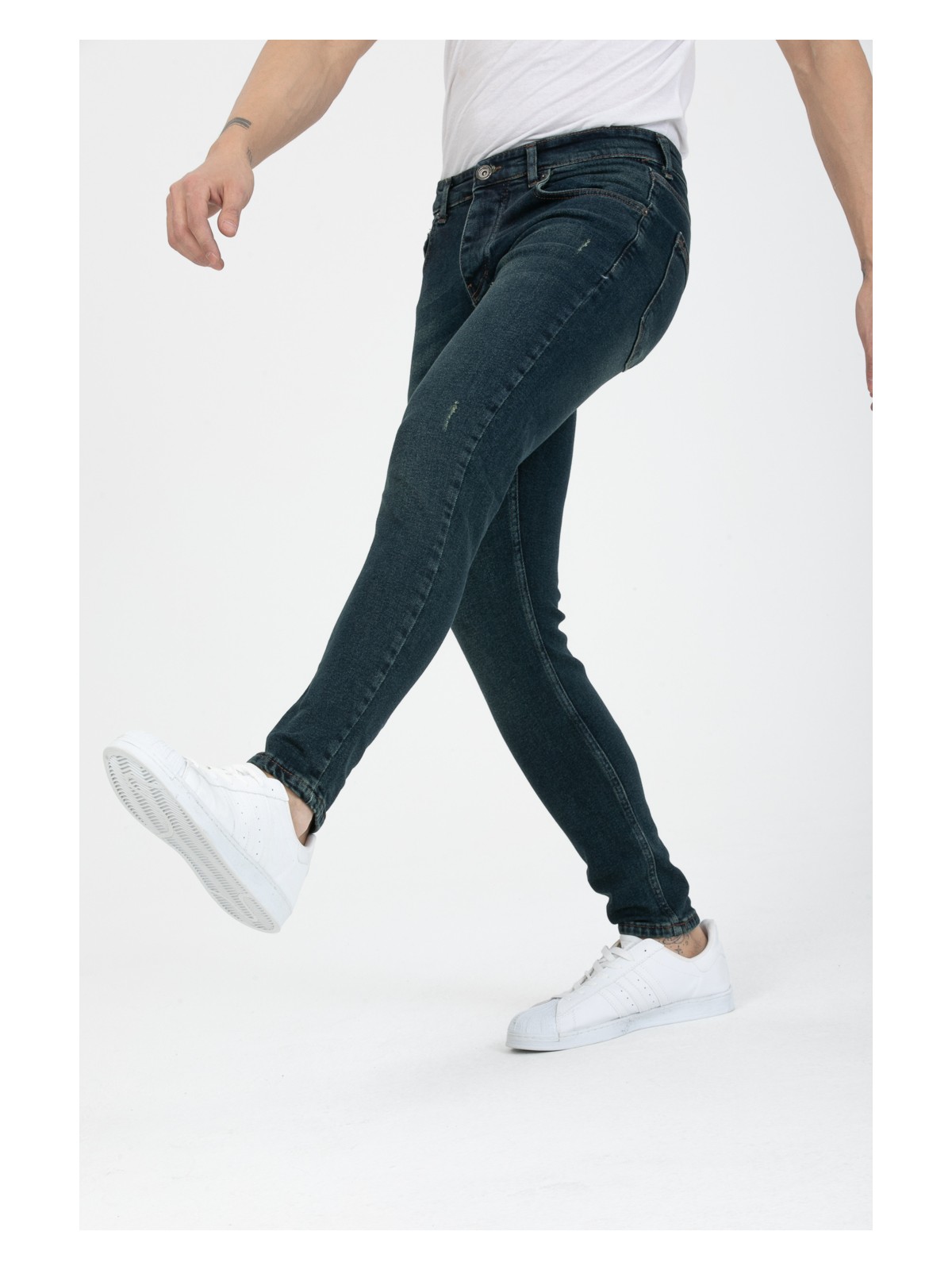 OneZero Erkek Yeşil Destroy Skinny Fit Jeans