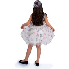 Mnk Baby & Kids Dantel Papatya Baskılı Kız Çocuk Elbise MNK0514