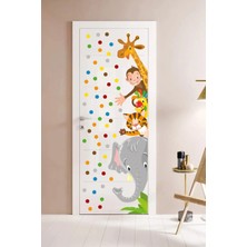 Kt Grup Safari Hayvanlar Kapı Dolap ve 65 Adet Puantiye Duvar Sticker Seti