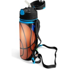 Coral High Kids Siyah Basketbol Desenli Pipetli Alüminyum Matara 600 ml 11940