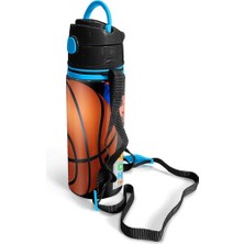 Coral High Kids Siyah Basketbol Desenli Pipetli Alüminyum Matara 600 ml 11940