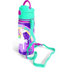 Coral High Kids Mor Su Yeşili Unicorn Desenli Pipetli Alüminyum Matara 600 ml 11950