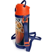 Coral High Kids Lacivert Turuncu Basketbol Desenli Pipetli Çelik Termos 500 ml 11927