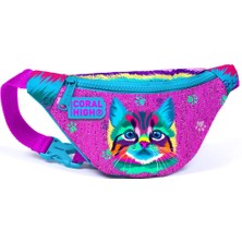 Coral High Kids Mor Pembe Kedi Desenli Bel Çantası 12632