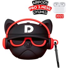 Ewec Airpods Pro 2. Nesil Uyumlu Gözlüklü Hiphop Fransız Bulldog Figürlü Kulaklık Kılıfı