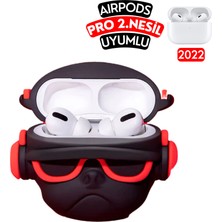 Ewec Airpods Pro 2. Nesil Uyumlu Gözlüklü Hiphop Fransız Bulldog Figürlü Kulaklık Kılıfı