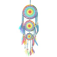 Mordino Gökkuşağı Üçlü Makreme 22 cm Dream Catcher Düş Kapanı