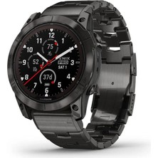 Garmin Fenix 7x Pro Sapphire Solar Karbon Gri Dlc Titanyum - Tiyanyum Kayışlı