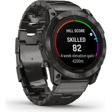 Garmin Fenix 7x Pro Sapphire Solar Karbon Gri Dlc Titanyum - Tiyanyum Kayışlı