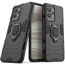 Microcase Realme Gt2 Pro Batman Serisi Yüzük Standlı Armor Kılıf - Siyah AL3349