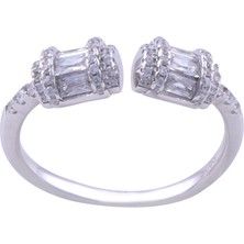 Nusnus Bayan 925 Ayar Gümüş Yüzük (Zrk 2160) Baget Taşlı 2.3 gr