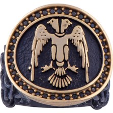 Nusnus Çift Başlı Kartal Model Erkek Gümüş Yüzük 11.1 gr