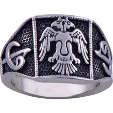 Nusnus Erkek Çelik Yüzük Cr 5001 Çift Başlı Kartal Model