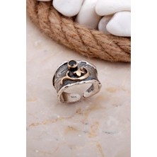 Sümer Telkari Oniks Taşlı Dallı Çekiç Dövme Elişi Gümüş Yüzük 3626