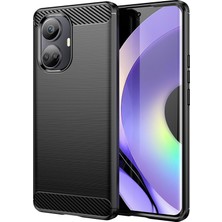 Microcase Realme 10 Pro Plus Brushed Carbon Fiber Silikon Kılıf - Siyah AL3332