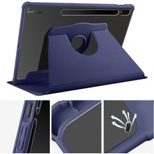 AktarMobile Galaxy Tab S7 Plus 12.4" Uyumlu Kılıf Kalem Bölmeli Yatay Dikey Standlı 360 Dönebilen Akıllı Kapak