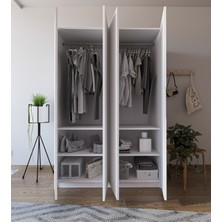 VM VERTEX MOBİLYA Monza 4 Kapılı Beyaz Gardırop Dolap 120 cm