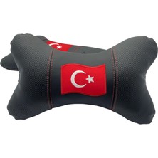 Dream Türk Bayraklı, Ay Yıldız Nakışlı,deri Oto Boyun Yastığı, Araba Yastığı,koltuk Yastığı 2'li