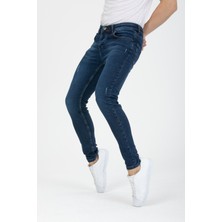 OneZero Erkek Mavi Tırnaklı Skinny Fit Jeans